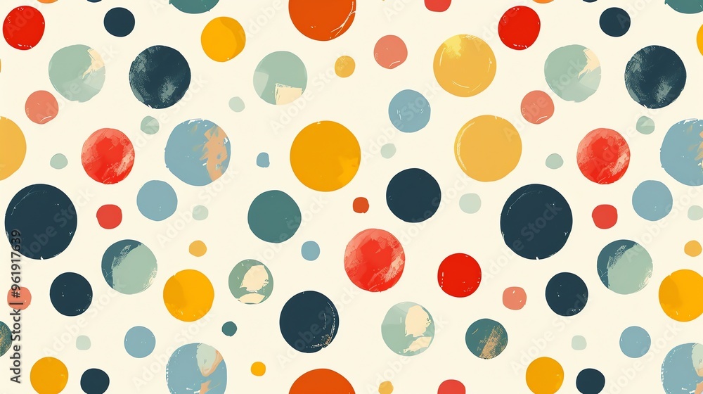 A seamless pattern of colorful, textured circles. A seamless pattern of colorful, textured circles.