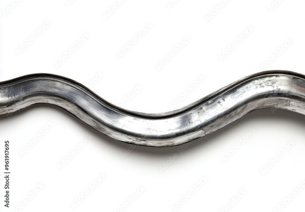 An isolated close-up of a gray twisted washing machine hose on a white background An isolated close-up of a gray twisted washing machine hose on a white background