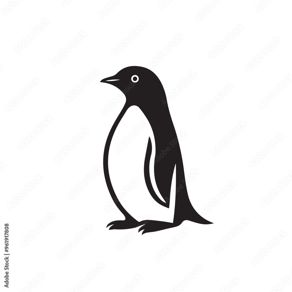 Obraz premium Penguin in cartoon, doodle style . Image for t-shirt, web, mobile apps and ui. Isolated 2d vector illustration in logo, icon, sketch style, Eps 10, black and white. AI Generative