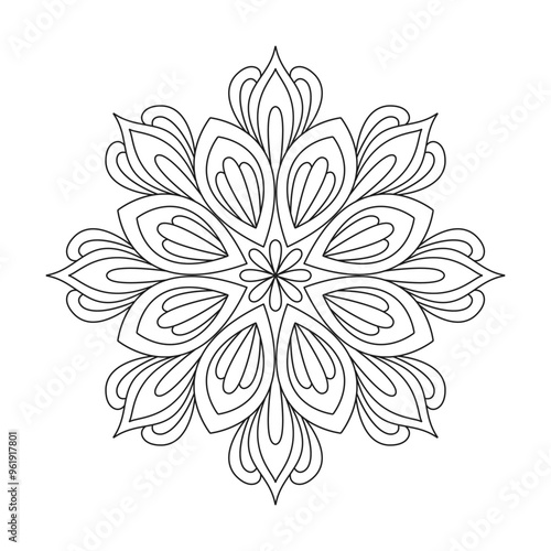 Kids Radiant Peaceful Petals coloring book mandala page design