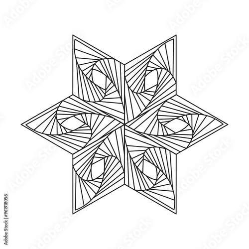 Star Radiant Peaceful Petals coloring book mandala page design