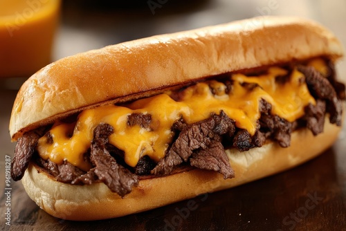 Philly cheese steak with cheddar Fast food photo