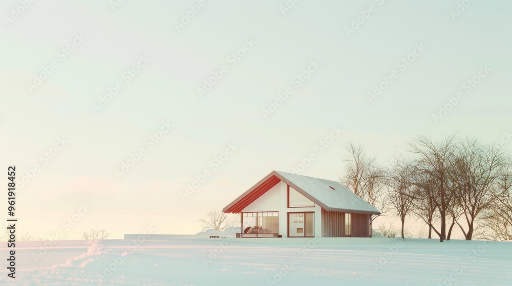 A small, snow-covered cabin in a tranquil, winter landscape, highlighting the beauty and isolation of a serene, snowy countryside. A small, snow-covered cabin in a tranquil, winter landscape, highlighting the beauty and isolation of a serene, snowy countryside.