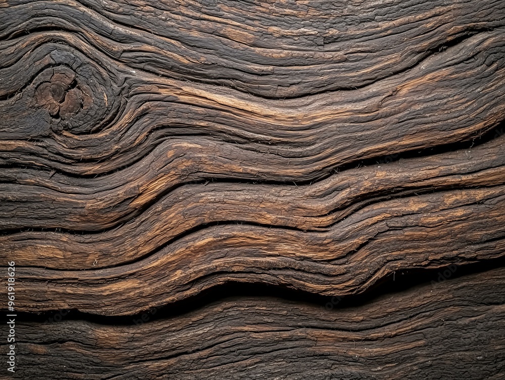 Close-Up of Dark Aged Wood Texture, Showing Deep Grooves, Weathered Surface, and Organic Grain for Vintage Timber or Reclaimed Wood Projects Close-Up of Dark Aged Wood Texture, Showing Deep Grooves, Weathered Surface, and Organic Grain for Vintage Timber or Reclaimed Wood Projects