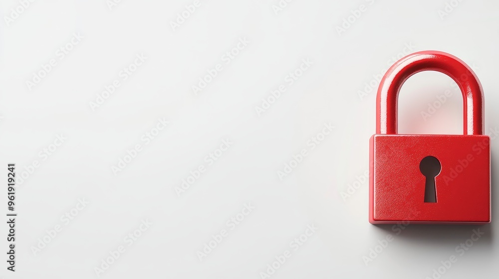 Fototapeta premium Modern Security Lock and Safety Symbols on White Background with Copy Space - Clean Design Conceptual Image