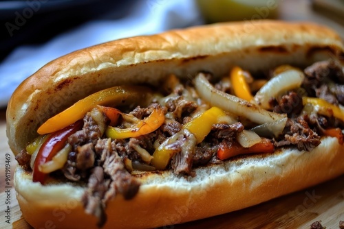 Wallpaper Mural Philly Cheesesteak Sandwich with homemade Onions and Peppers Torontodigital.ca