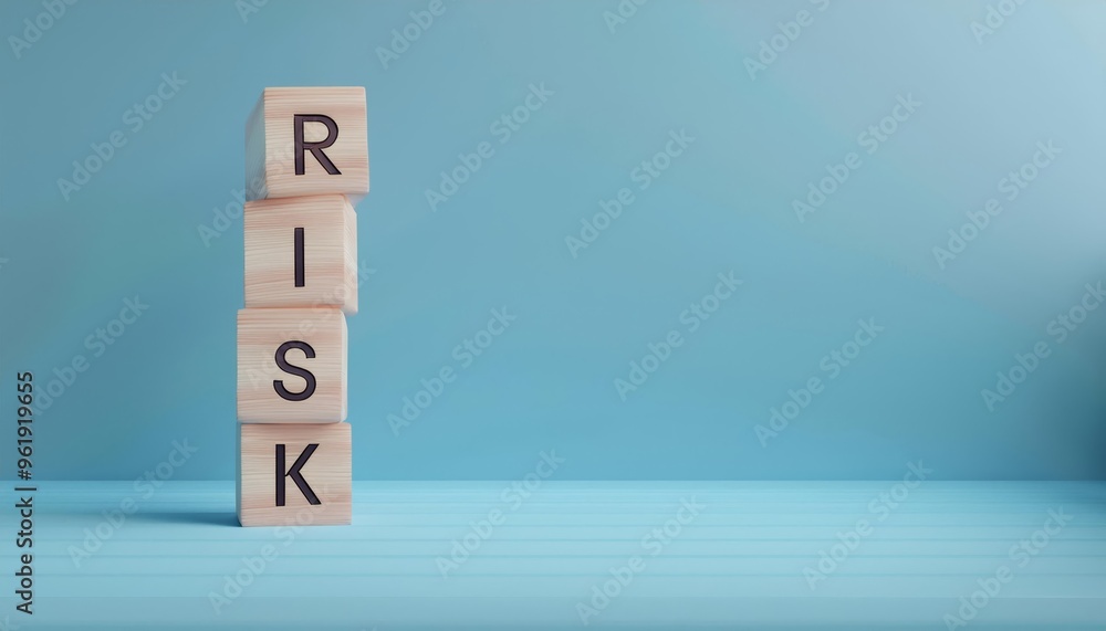 A creative depiction of the word 'RISK' on wooden blocks against a soft blue background, symbolizing uncertainty and challenges. A creative depiction of the word 'RISK' on wooden blocks against a soft blue background, symbolizing uncertainty and challenges.