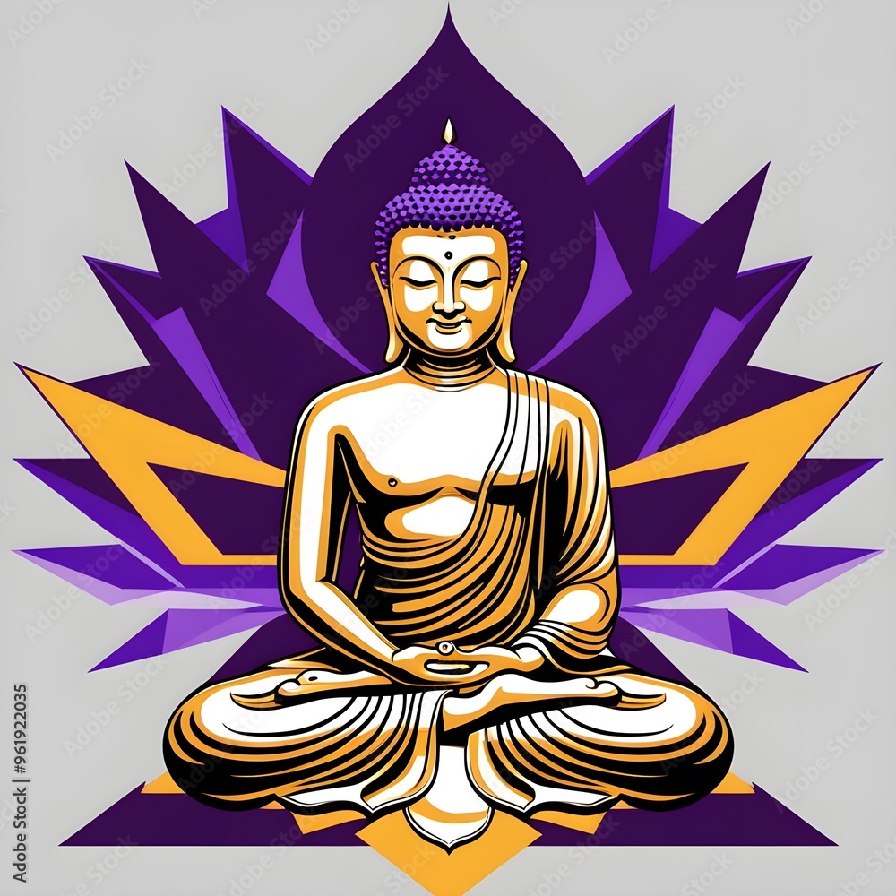 Obraz premium golden buddha statue in lotus position