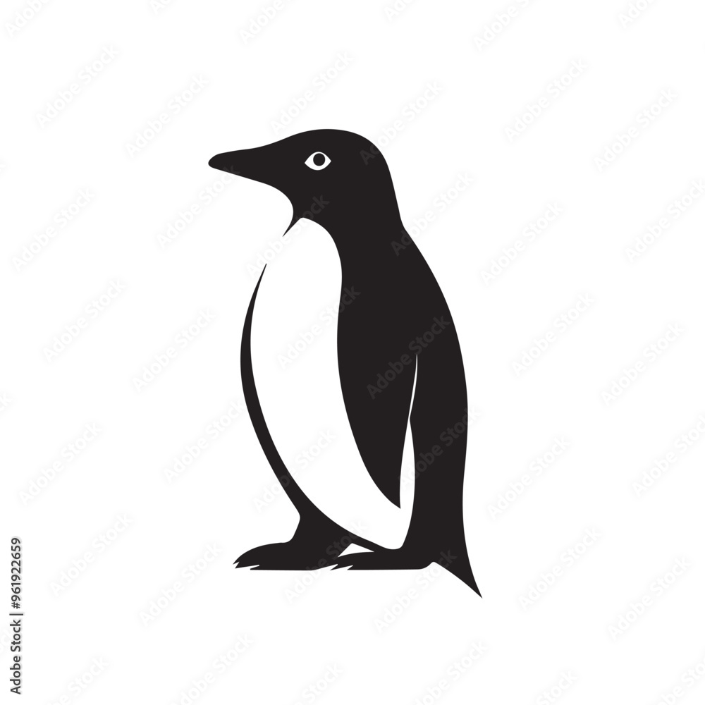 Fototapeta premium Penguin in cartoon, doodle style . Image for t-shirt, web, mobile apps and ui. Isolated 2d vector illustration in logo, icon, sketch style, Eps 10, black and white. AI Generative