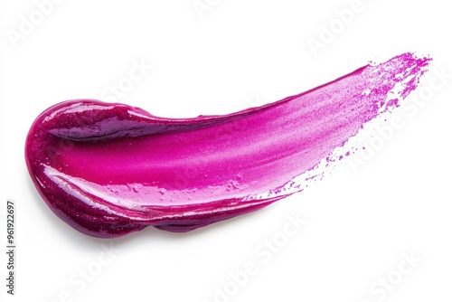 Pink berry lip gloss sample on white background