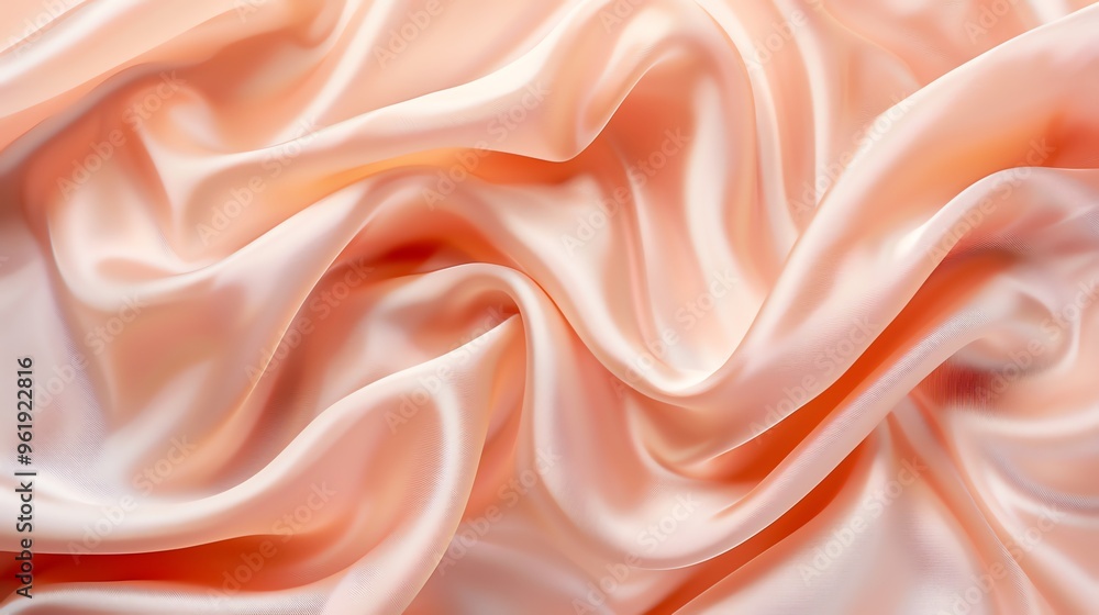 Soft peach satin fabric with folds. Soft peach satin fabric with folds.