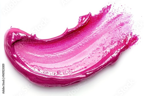 Pink lipgloss smeared on a white background
