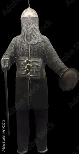 Mughal era Armour with a sword in vector .