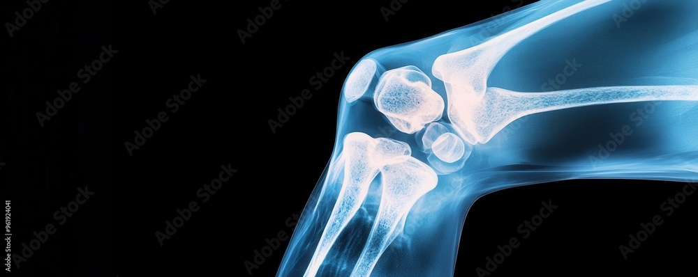 © Navaporn - X-ray image showing severe swelling in the knee joint, joint injury, swelling