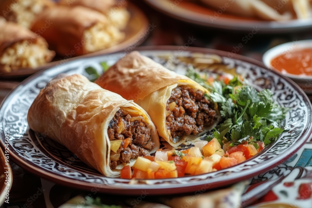 Plate of traditional Arabic sambusek Plate of traditional Arabic sambusek