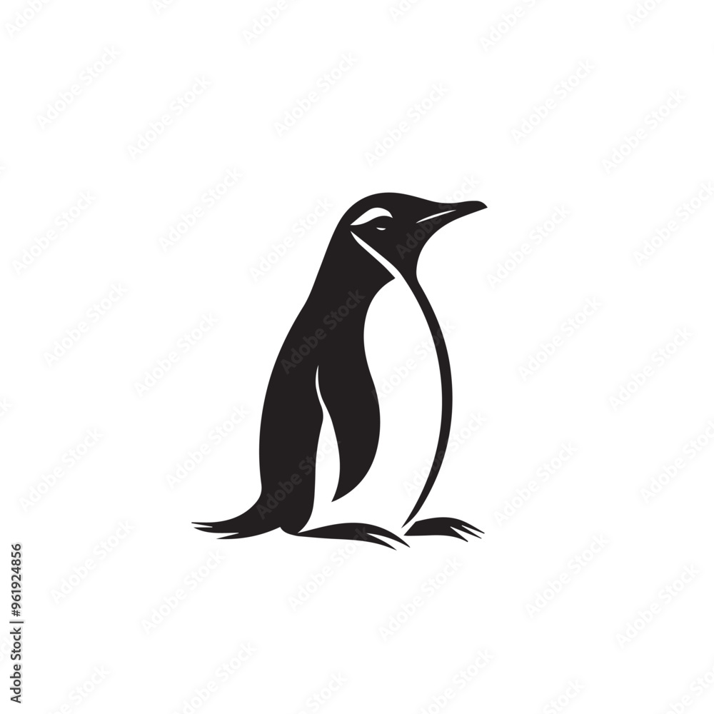 Naklejka premium Penguin in cartoon, doodle style . Image for t-shirt, web, mobile apps and ui. Isolated 2d vector illustration in logo, icon, sketch style, Eps 10, black and white. AI Generative