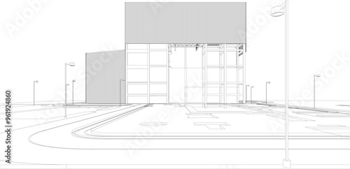 3D illustration of industrial project