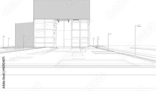 3D illustration of industrial project