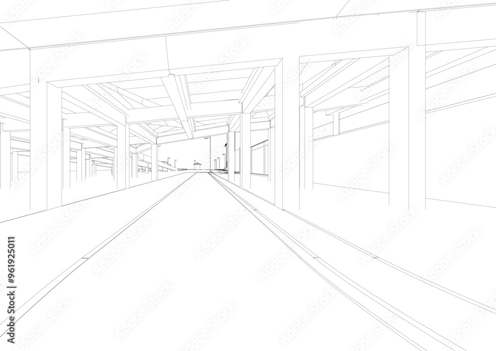3D illustration of industrial project 3D illustration of industrial project