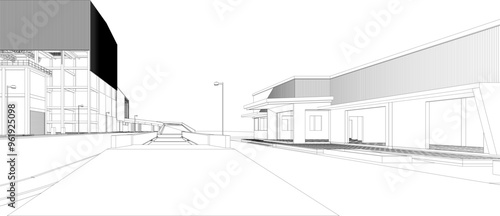 3D illustration of industrial project