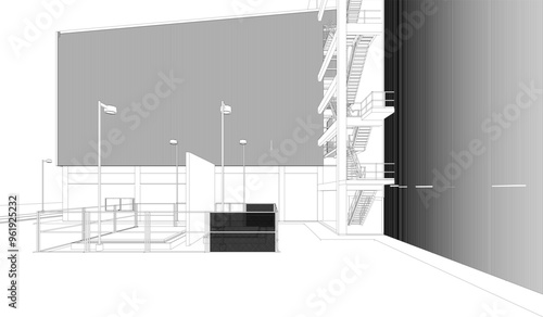 3D illustration of industrial project