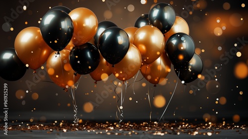 Wallpaper Mural gold black balloon confetti background for graduation birthday concept. Torontodigital.ca