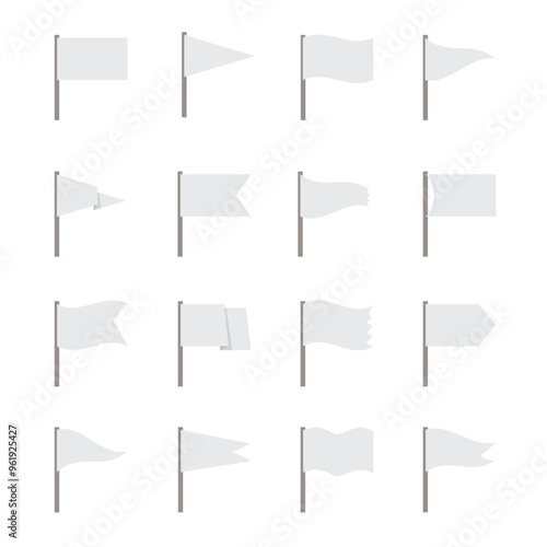 white flags set vector illustration