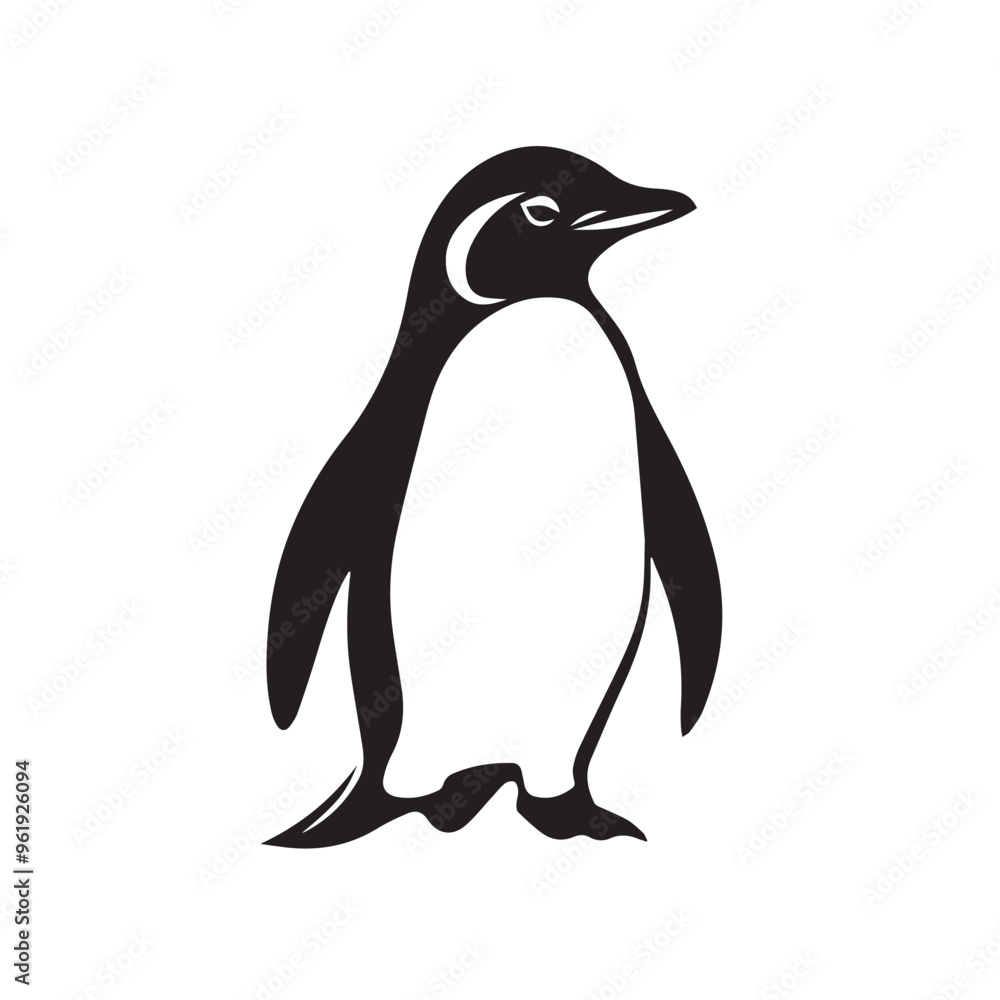Obraz premium Penguin in cartoon, doodle style . Image for t-shirt, web, mobile apps and ui. Isolated 2d vector illustration in logo, icon, sketch style, Eps 10, black and white. AI Generative
