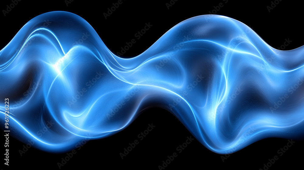 © jayasankar - Abstract blue light waves on a black background creating a sense of movement and fluidity in digital art