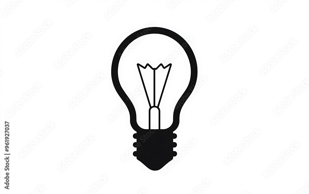 Minimalist Black Light Bulb Vector Graphic on White Background with Filament and Base - High Resolution Flat Illustration Style Minimalist Black Light Bulb Vector Graphic on White Background with Filament and Base - High Resolution Flat Illustration Style