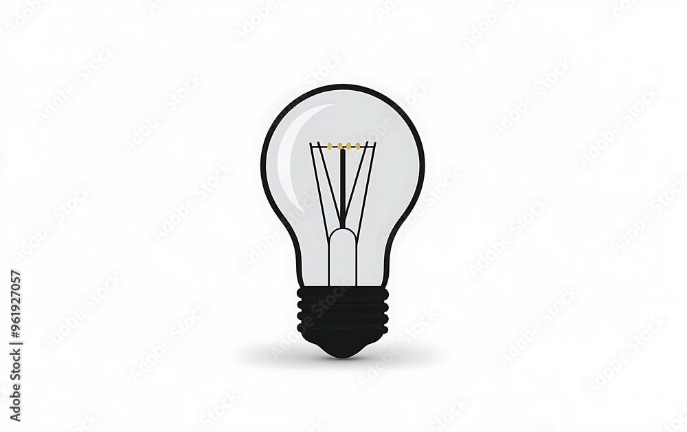 Minimalist Black Light Bulb Vector Graphic on White Background - High Resolution Illustration with Filament and Base Detail Minimalist Black Light Bulb Vector Graphic on White Background - High Resolution Illustration with Filament and Base Detail