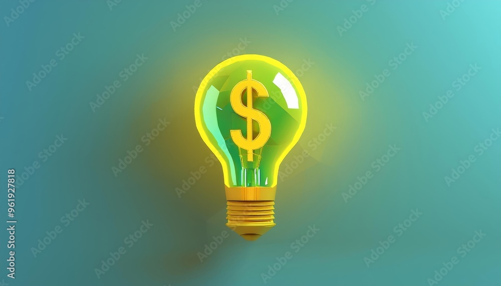 Bright yellow light bulb with dollar symbol represents innovation and financial success, ideal for business and finance concepts. Bright yellow light bulb with dollar symbol represents innovation and financial success, ideal for business and finance concepts.