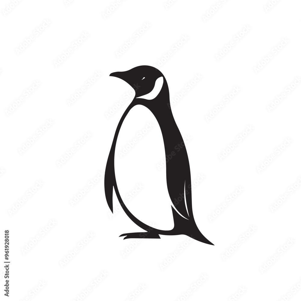 Fototapeta premium Penguin in cartoon, doodle style . Image for t-shirt, web, mobile apps and ui. Isolated 2d vector illustration in logo, icon, sketch style, Eps 10, black and white. AI Generative