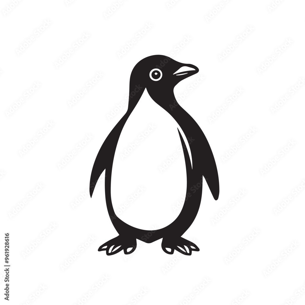 Obraz premium Penguin in cartoon, doodle style . Image for t-shirt, web, mobile apps and ui. Isolated 2d vector illustration in logo, icon, sketch style, Eps 10, black and white. AI Generative