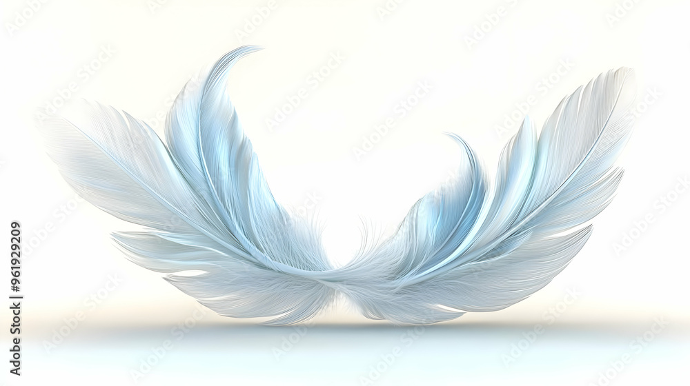 3D Feather and Wind Symbol with Gentle Breeze Text - Delicate Floating Elements Isolated on White Background for a Sense of Lightness and Calm 3D Feather and Wind Symbol with Gentle Breeze Text - Delicate Floating Elements Isolated on White Background for a Sense of Lightness and Calm