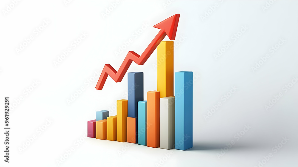 3D Floating Arrow and Bar Chart with 'Revenue Growth' Text Concept - Vector Design for Financial Success on White Background 3D Floating Arrow and Bar Chart with 'Revenue Growth' Text Concept - Vector Design for Financial Success on White Background