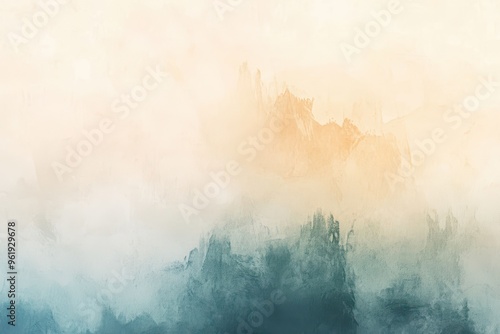 Abstract Watercolor Landscape with Blue and Orange Hues