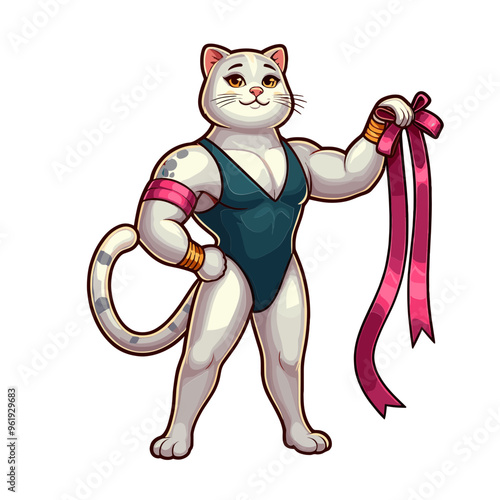 Cartoon Cat Gymnast Vector Icon Illustration Animal