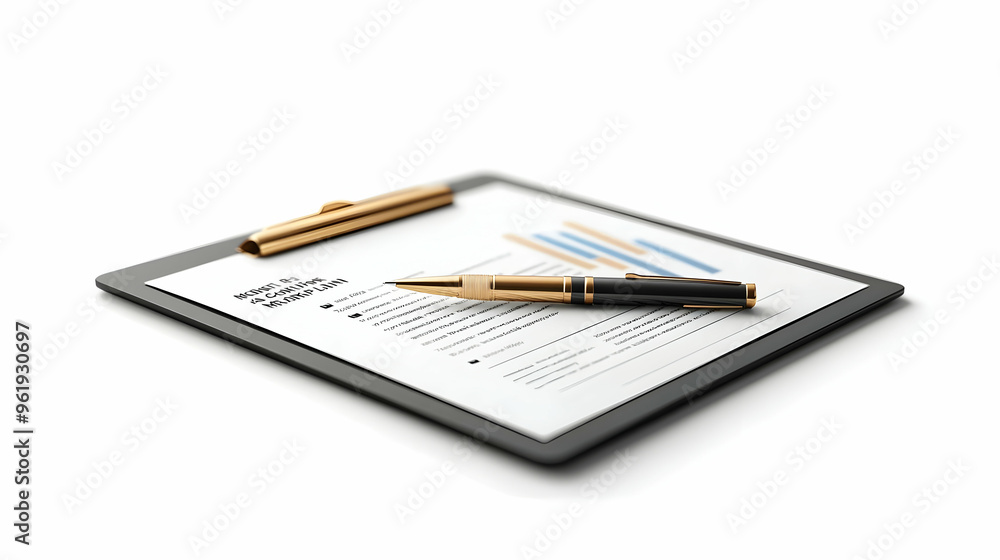 3D Floating Clipboard and Pen Icon with 'Marketing Plan' Text | Sleek Vector Illustration on White Background for Organized Marketing Concepts