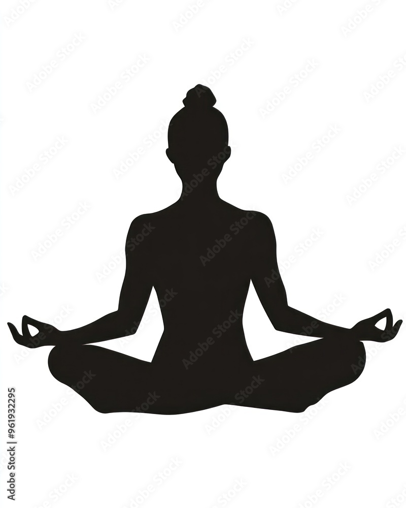 Silhouette of woman doing yoga in seated position