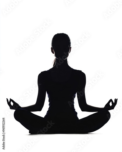 Silhouette of person meditating in lotus position photo