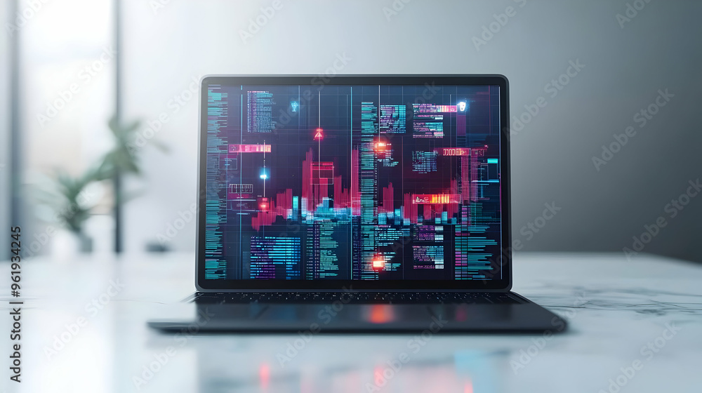 3D Glossy Laptop with Floating Holographic Wine Glass on White Background - Perfect for Copy Space and Icon Use 3D Glossy Laptop with Floating Holographic Wine Glass on White Background - Perfect for Copy Space and Icon Use