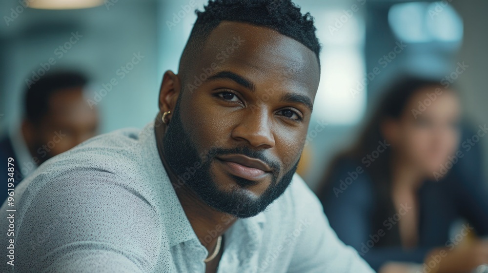 A man with a beard and a white shirt is smiling at the camera A man with a beard and a white shirt is smiling at the camera