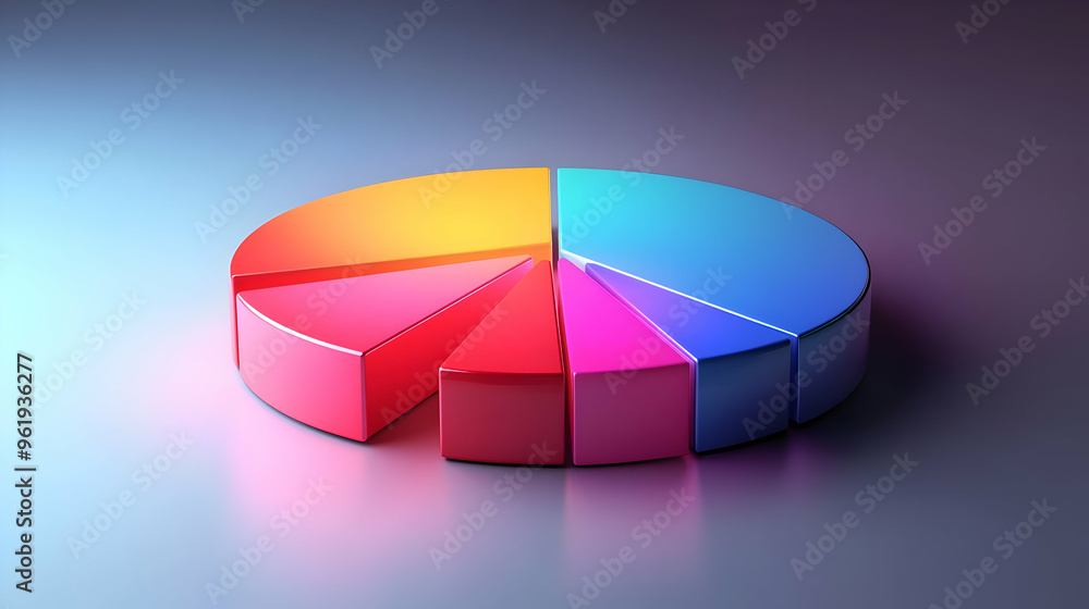 3D Glowing Abstract Marketing Pie Chart with Highlighted Segments | Targeted Marketing Visualization | Vibrant Colors on White Background 3D Glowing Abstract Marketing Pie Chart with Highlighted Segments | Targeted Marketing Visualization | Vibrant Colors on White Background