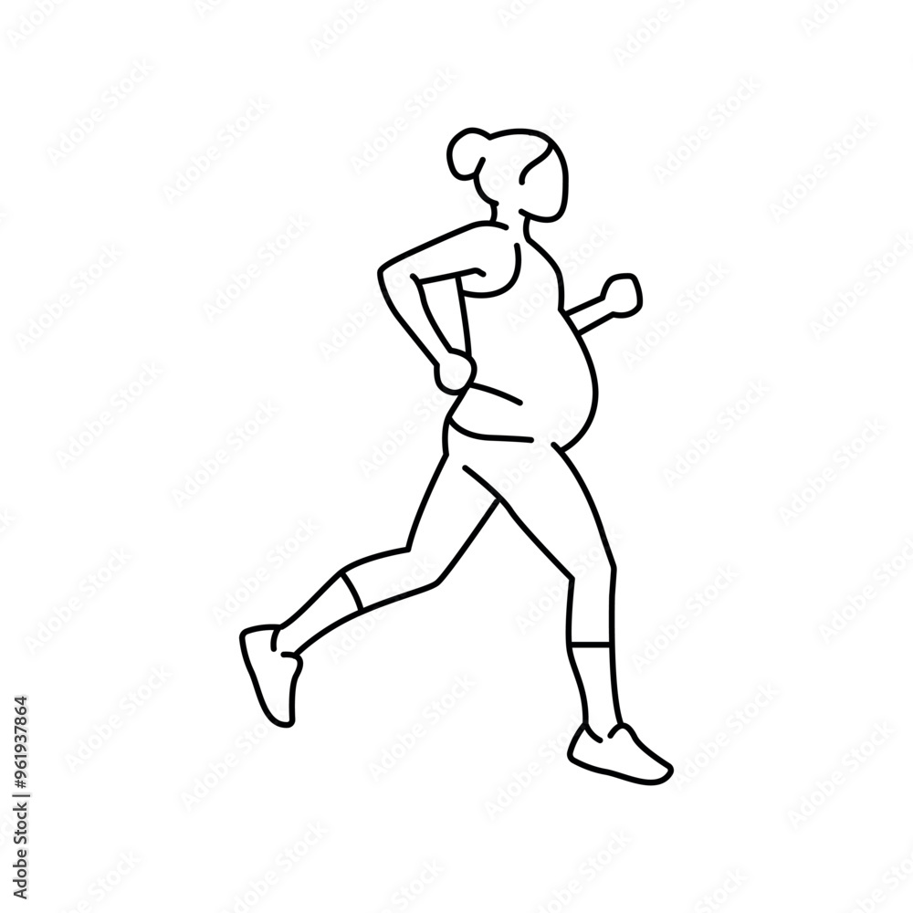 Pregnant woman runs line icon. Exercises for pregnant. Pregnant woman runs line icon. Exercises for pregnant.