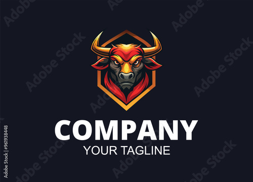 Colorful Bull mascot logo template