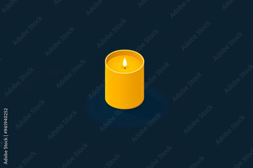 A minimalist modern single-lit candle with a flame gives off a warm glow and creates a calming atmosphere A minimalist modern single-lit candle with a flame gives off a warm glow and creates a calming atmosphere