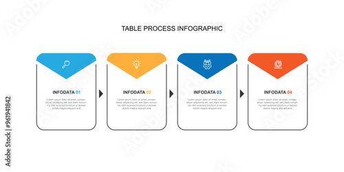 Design template infographic vector element with 4 step line square can be used for workflow and business information 