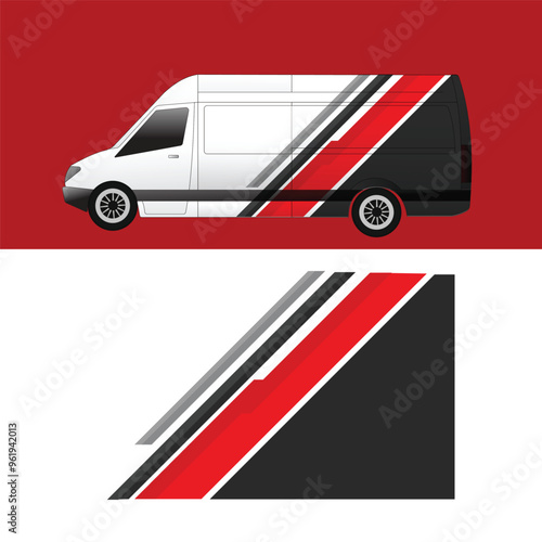 cargo van car sticker design vector. cargo van delivery sticker