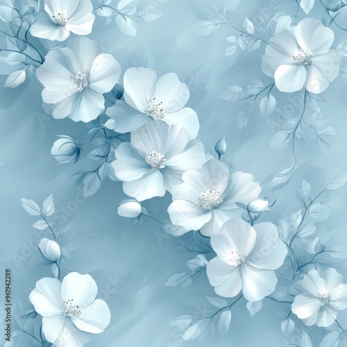 Pastel Blue Watercolor Floral Arrangement